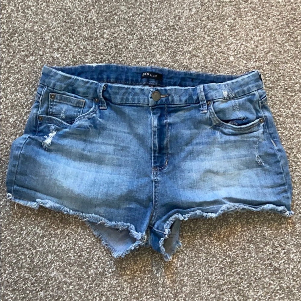 Raw Hem Stretchy Jean Shorts